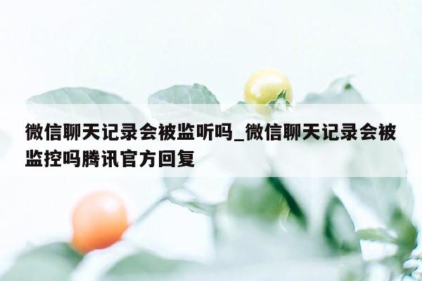 微信聊天记录会被监听吗_微信聊天记录会被监控吗腾讯官方回复