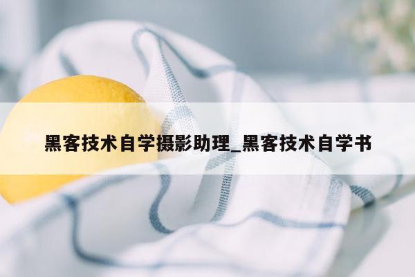 黑客技术自学摄影助理_黑客技术自学书