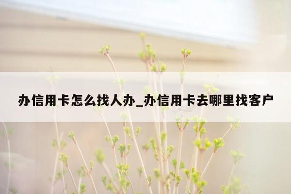 办信用卡怎么找人办_办信用卡去哪里找客户