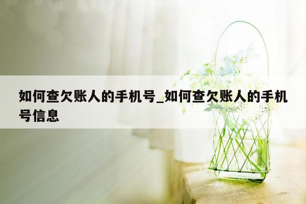 如何查欠账人的手机号_如何查欠账人的手机号信息