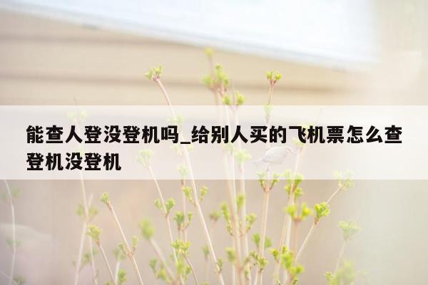 能查人登没登机吗_给别人买的飞机票怎么查登机没登机