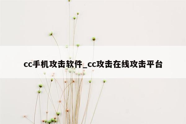 cc手机攻击软件_cc攻击在线攻击平台