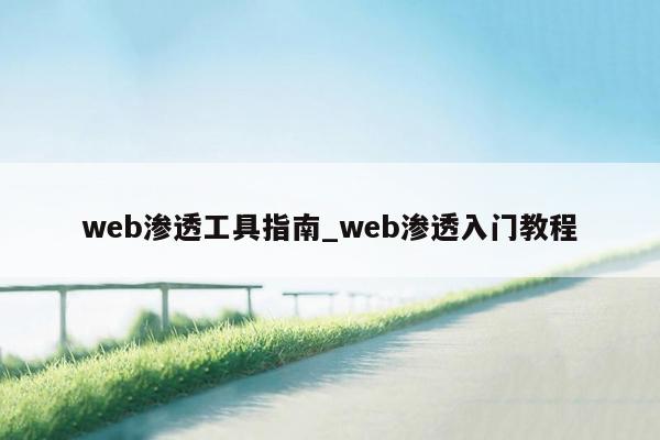 web渗透工具指南_web渗透入门教程