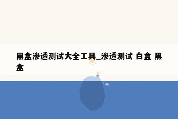 黑盒渗透测试大全工具_渗透测试 白盒 黑盒