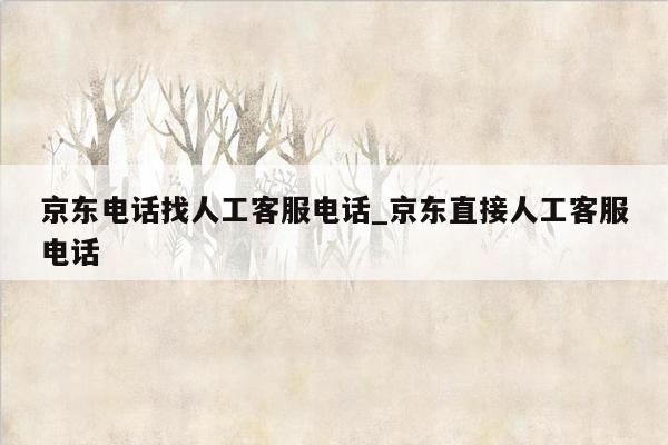 京东电话找人工客服电话_京东直接人工客服电话