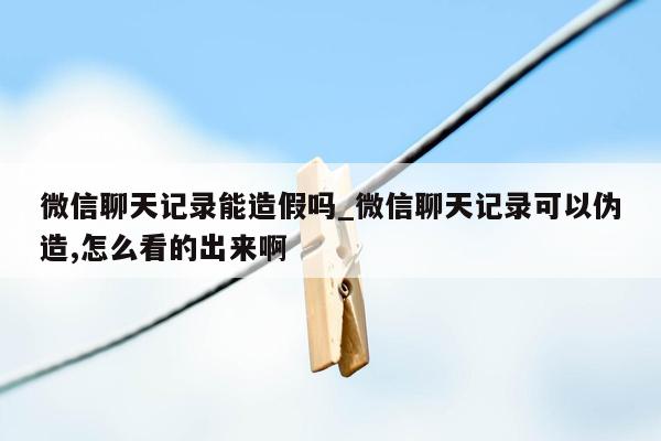 微信聊天记录能造假吗_微信聊天记录可以伪造,怎么看的出来啊