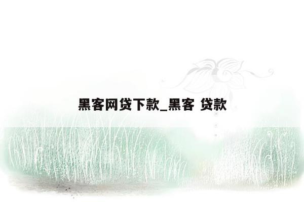 黑客网贷下款_黑客 贷款