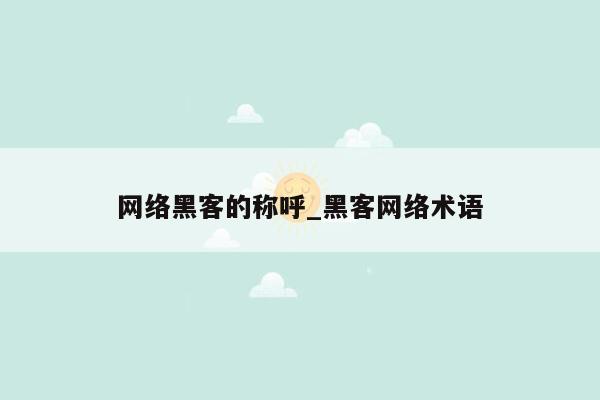 网络黑客的称呼_黑客网络术语